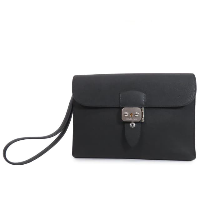 Hermès Sac a Depeches 24 Black Silver Epsom Clutch in Black Epsom leather from The Reluxe, photo 1 of 1