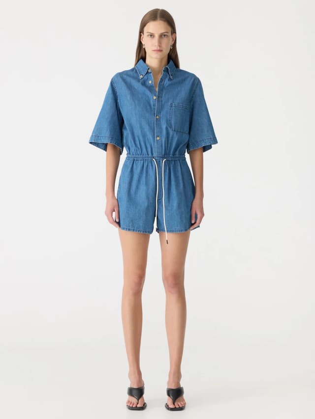 Bassike Organic Denim Jumpsuit, image 1 of 1 from bassike