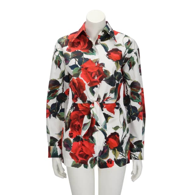 Dolce & Gabbana Cotton Rose Print Shirt & Shorts 38 in White from Blue Spinach, photo 1 of 1