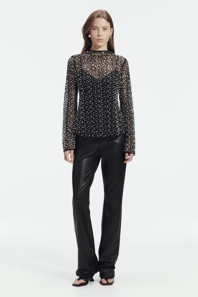 AJE Regina Pearl Top in BLACK, image 1 of 1 from Aje