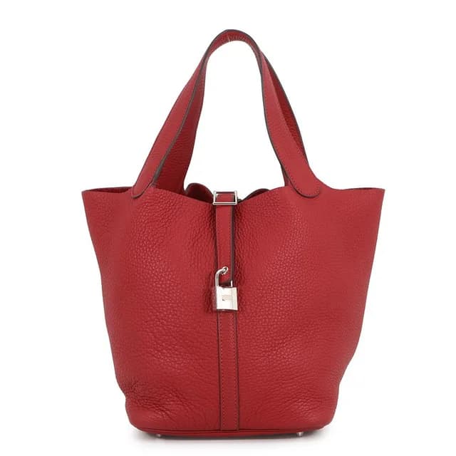 Hermès Handbag Picotin Lock MM Rouge Casac Silver Taurillon Clemence in Red Clemence leather from The Reluxe, photo 1 of 1