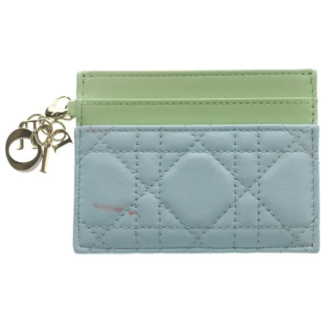 Lady Dior Frisia Lambskin Leather Card Case Light Green Blue in Blue Lambskin from The Reluxe, photo 1 of 1