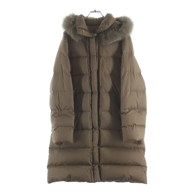 Moncler Valentine Fur Long Down Jacket Brown in Brown from The Reluxe, photo 1 of 1