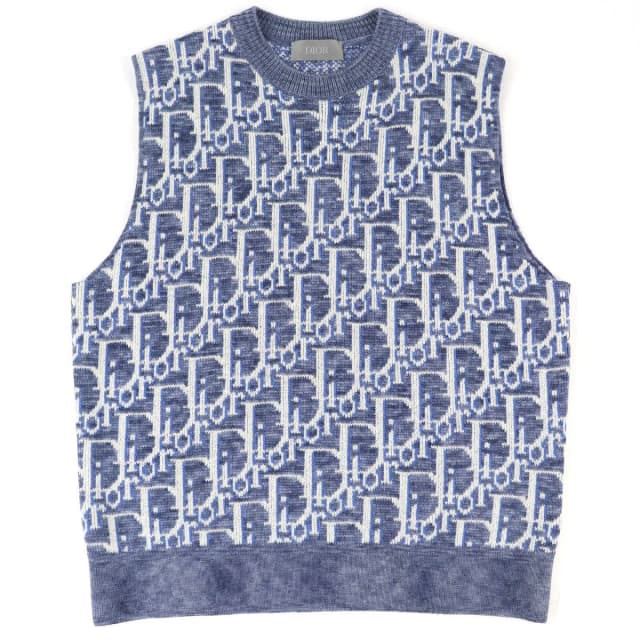 Dior Homme Wool Oblique Knit Vest Blue L in Blue Wool from The Reluxe, photo 1 of 1