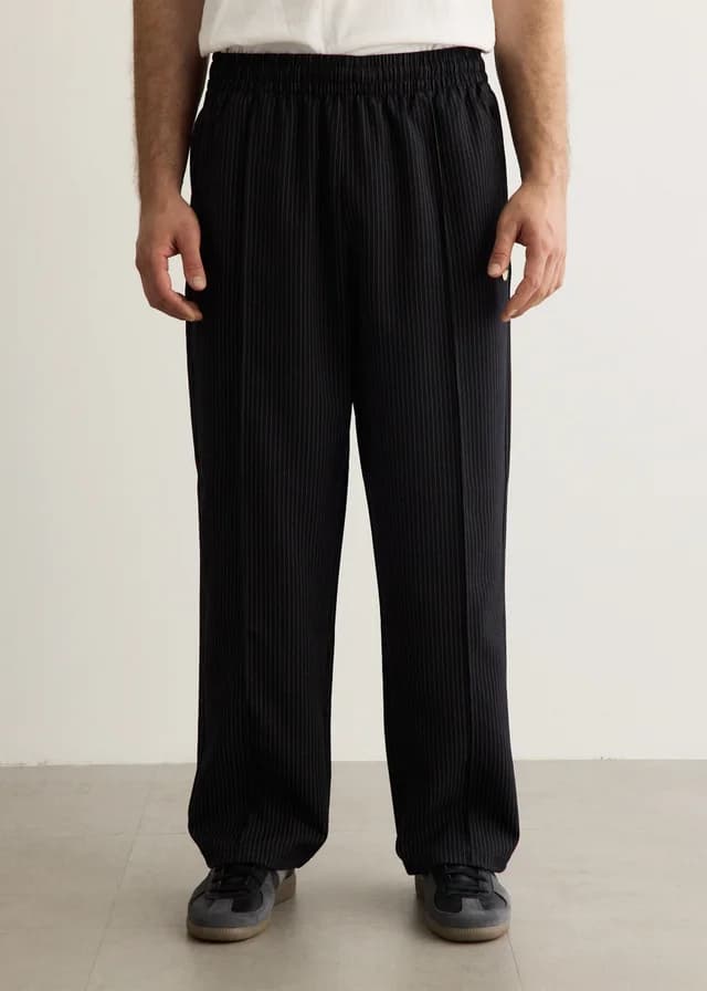 Adidas Firebird Loose Pinstripe Track Pants in BLACK, image 1 of 1 from Incu