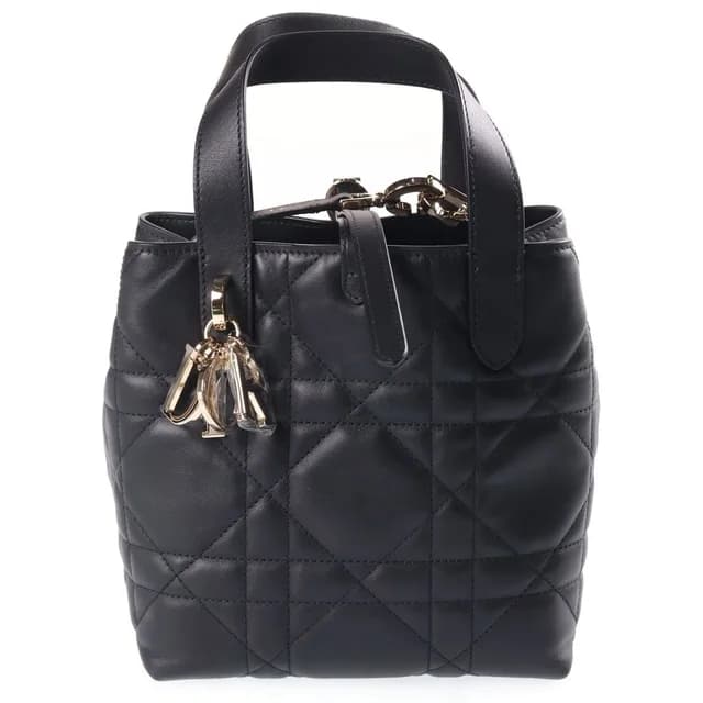 Dior Macro Cannage Toujours Leather 2-Way Handbag Black in Black Leather from The Reluxe, photo 1 of 1