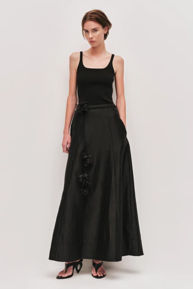 AJE Demi Midi Skirt in BLACK, image 1 of 1 from Aje