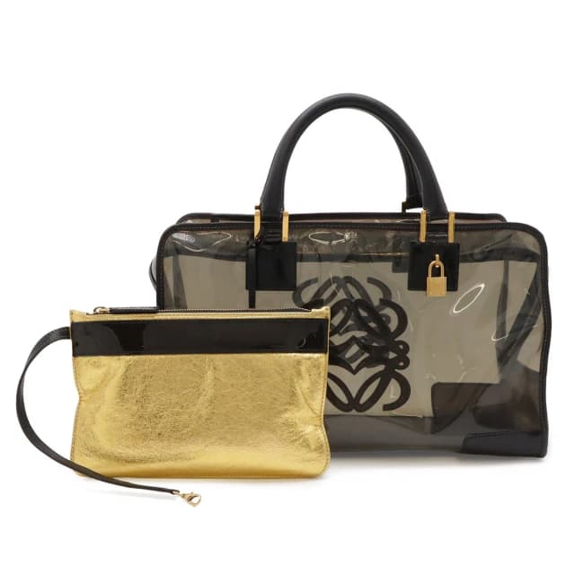 Loewe Amazona 36 Anagram Tote Bag Vinyl Leather Clear Black Gold in Black Leather from The Reluxe, photo 1 of 1