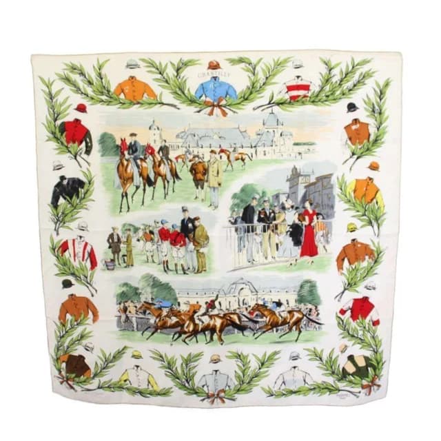 Hermès Scarf Carre 90 Chantilly Lee Racecourse All Over Print Multicolor in Multicolor from The Reluxe, photo 1 of 1