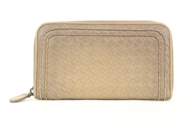 Bottega Veneta Beige Intrecciato Leather Continental Wallet Zip Around Zippy in Beige Woven leather from Bagriculture, photo 1 of 1