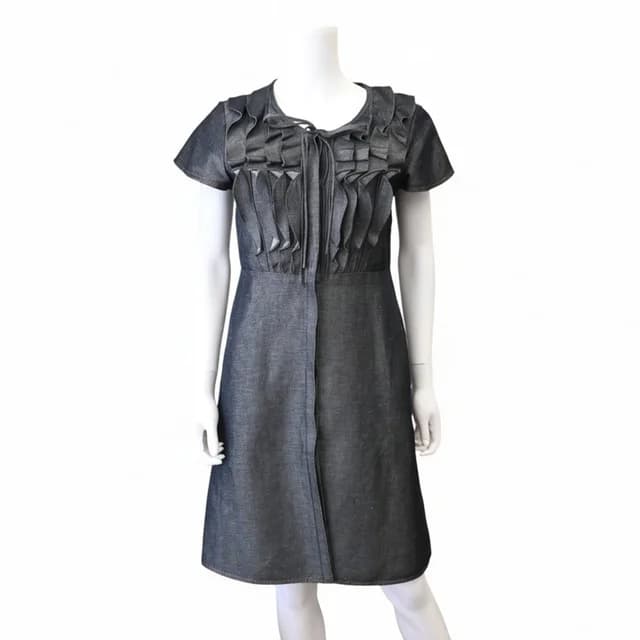 Valentino Garavani Ruffle Detail Denim A-Line Dress in Denim from Clotheshorse Anonymous, photo 1 of 1