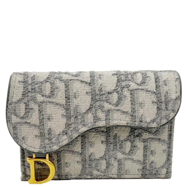 Dior Saddle Oblique Canvas Card Holder Gray in Grey Canvas from Dallas Designer Handbags, photo 1 of 1