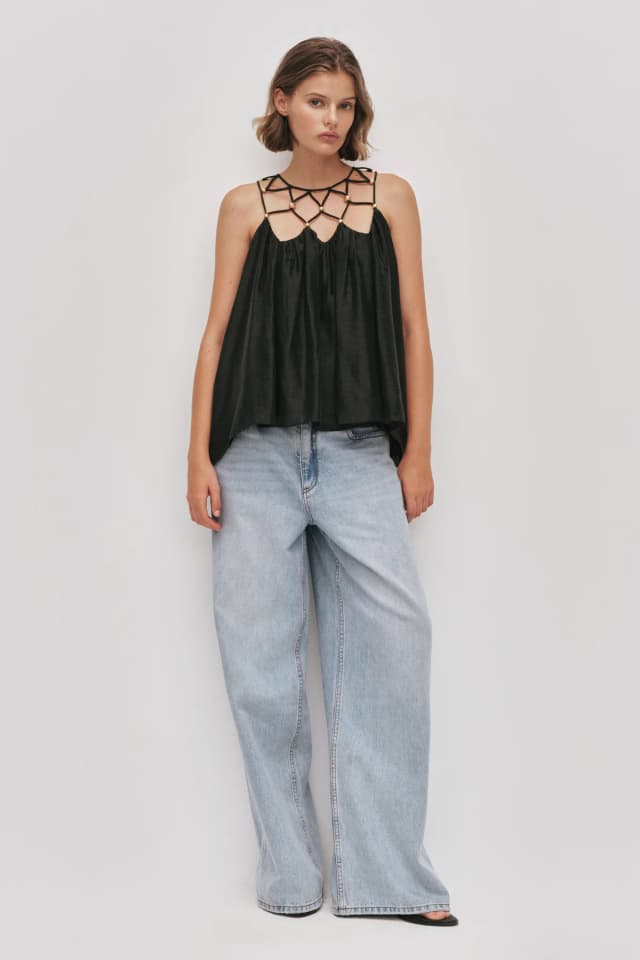 AJE Della Beaded Top in HUNTER GREEN, image 1 of 1 from Aje
