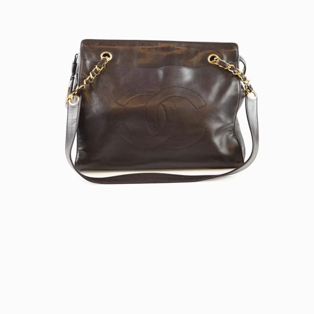 Chanel Vintage CC Chain Tote Black in Black Lambskin from The Purse Affair, photo 1 of 1