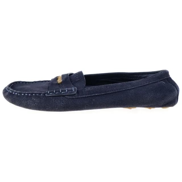 Miu Miu Coin Logo Stamp Suede Driving Shoes Navy in Navy Suede from The Reluxe, photo 1 of 1