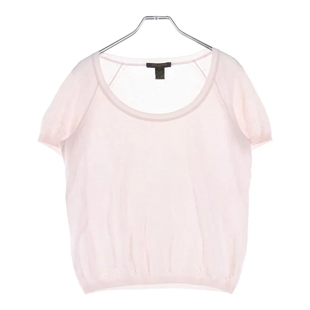 LV Logo Monogram Cotton Short Sleeve T-Shirt Pink in Pink from The Reluxe, photo 1 of 1