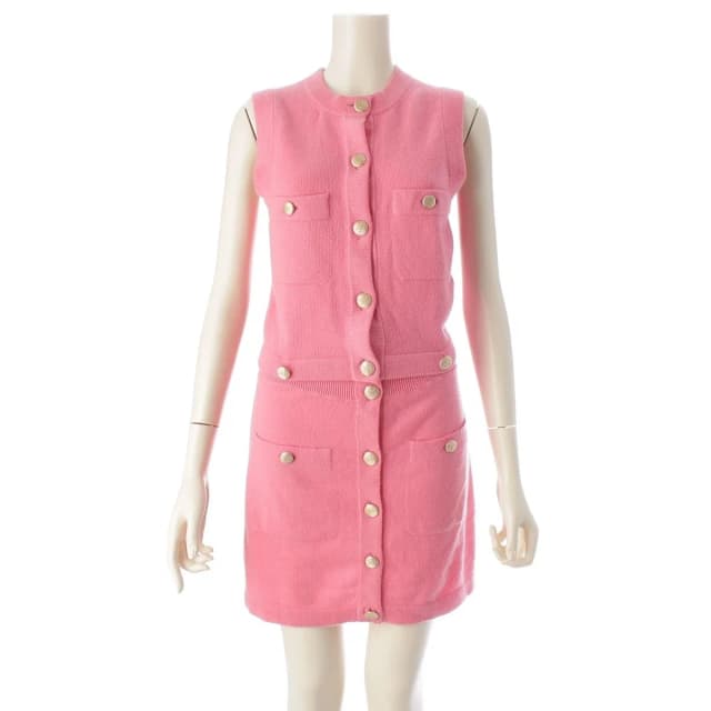 Chanel Cashmere CC Logo Coco Button 3way Sleeveless Cardigan & Skirt Dress in Cashmere from The Reluxe, photo 1 of 1