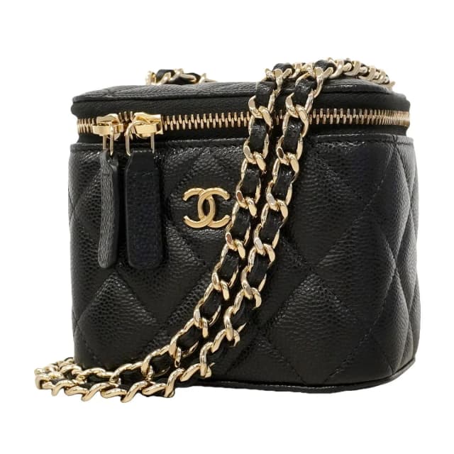 Chanel Vanity Bag Quilted Caviar Leather Black Champagne Gold in Black Caviar leather from The Reluxe, photo 1 of 1