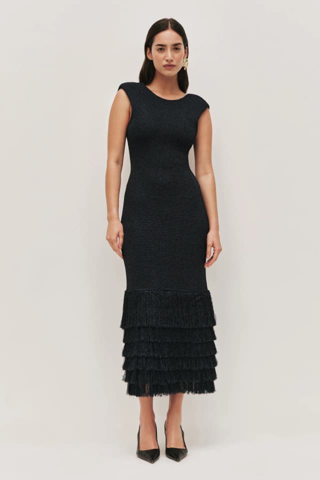 AJE Breeze Knit Midi Dress in NAVY, image 1 of 1 from Aje