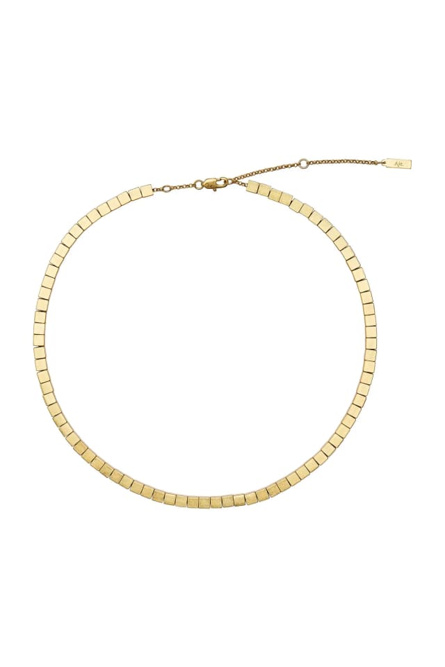 AJE Molecule Cube Necklace in BRUSHED GOLD, image 1 of 1 from Aje