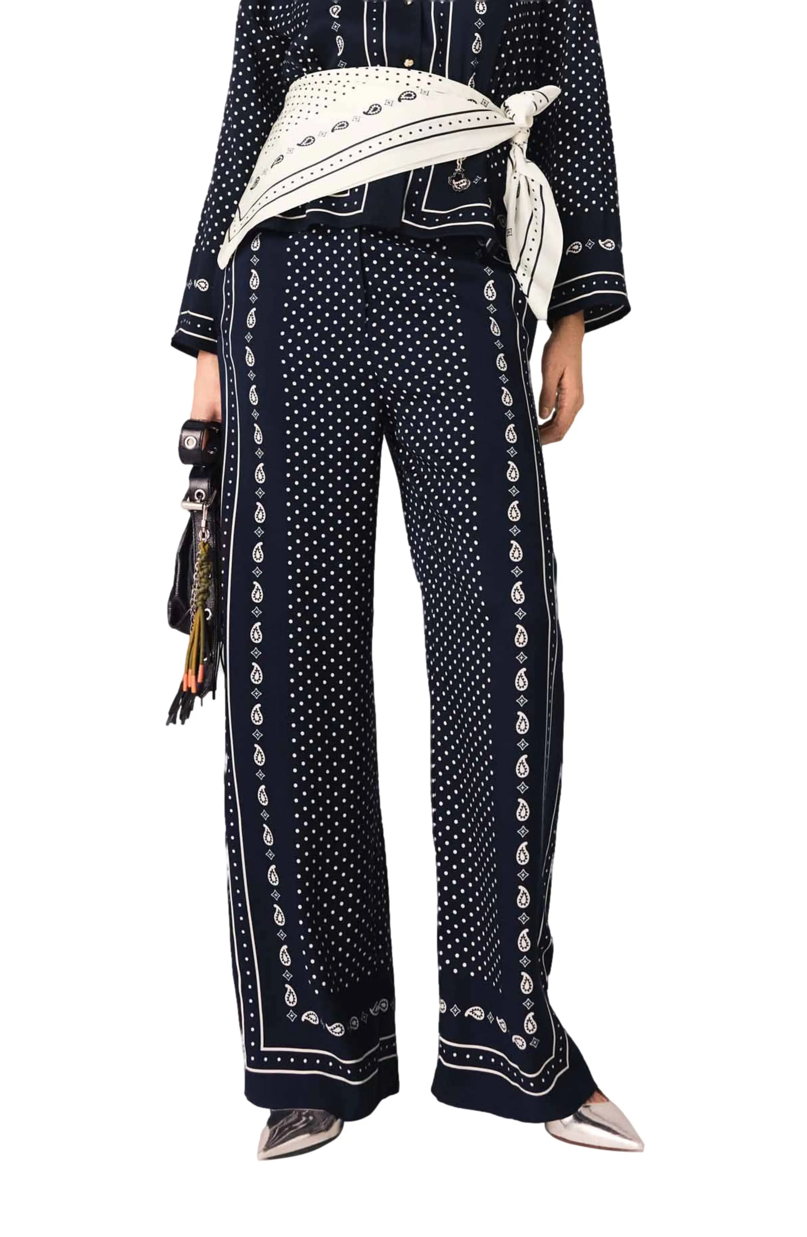 Printed fluid trousers