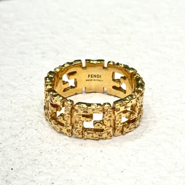 Fendi Tone FF Logo Ring Size L in Gold from Revivre Luxury Consignment, photo 1 of 1