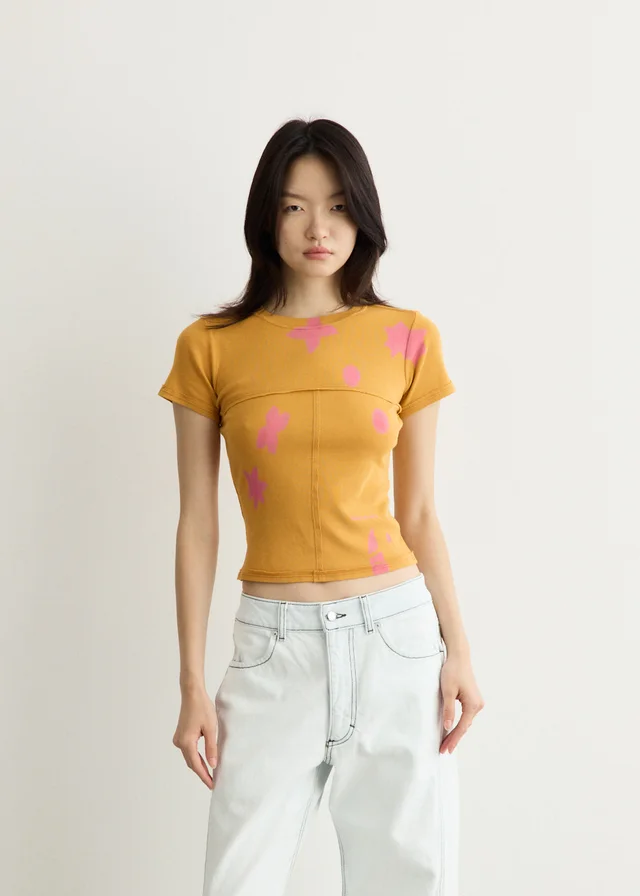 Eckhaus Latta Lapped Baby T-Shirt in POP, image 1 of 1 from Incu