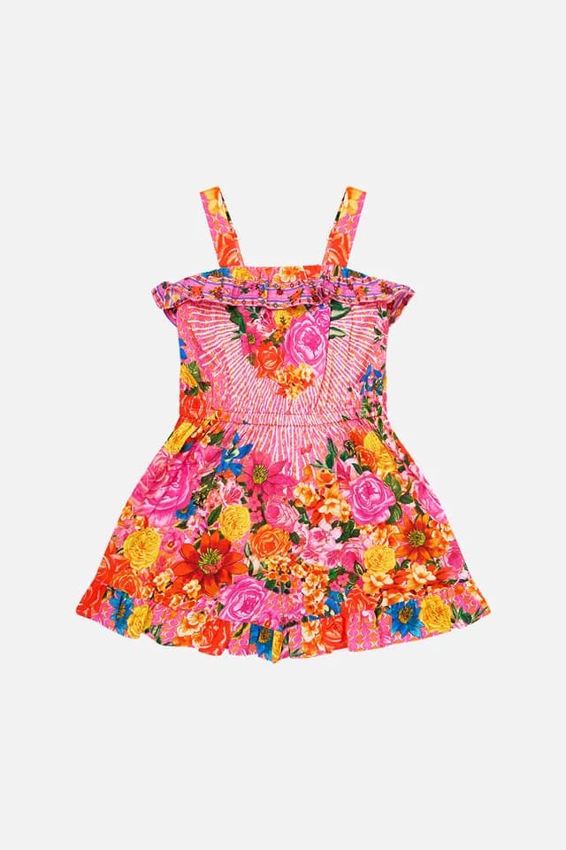 Camilla eBoutique KIDS WIDE STRAP PLAYSUIT WITH FRILL EDGES ILLUSTRATION NATION, image 1 of 1 from CAMILLA