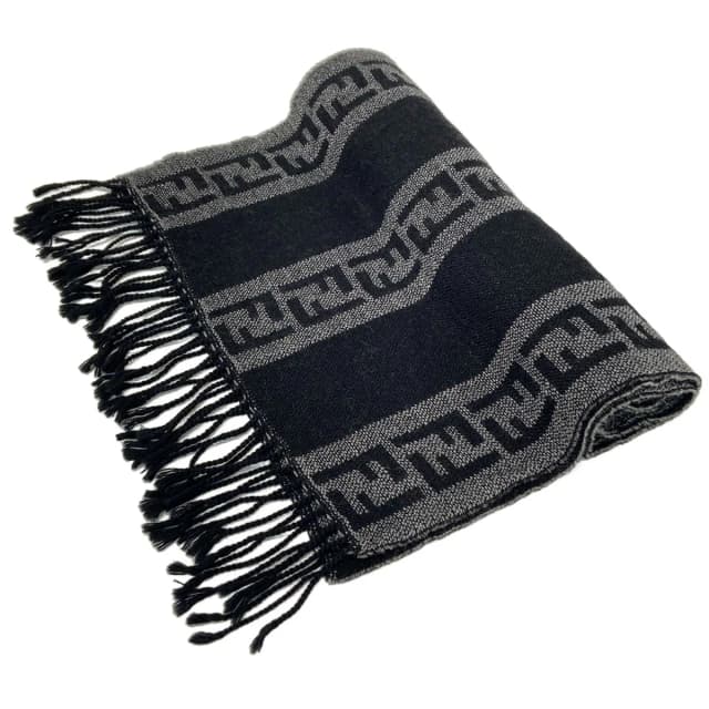Fendi Scarf Black Dark Gray Zucca Pattern Wool in Black Wool from The Reluxe, photo 1 of 1