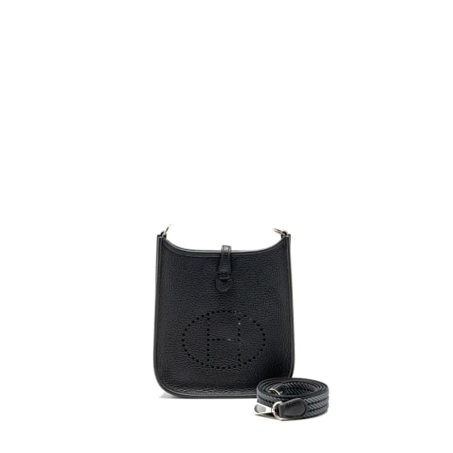 Hermès mini evelyne short clemence black/gris misty SHW stamp W in Black Clemence leather from EMIER, photo 1 of 1