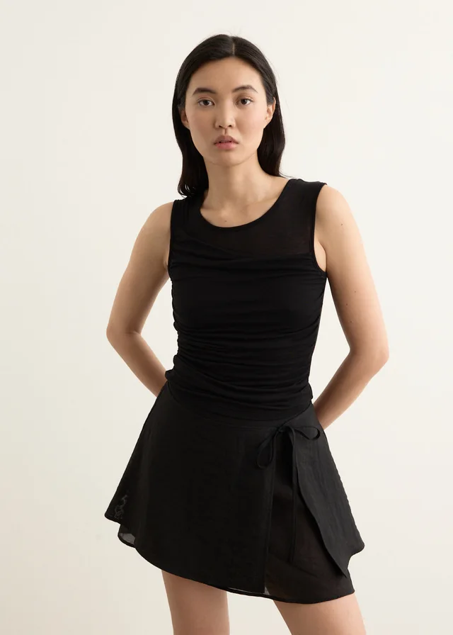 Incu Collection Obscura Layered Mini Skirt in BLACK, image 1 of 1 from Incu