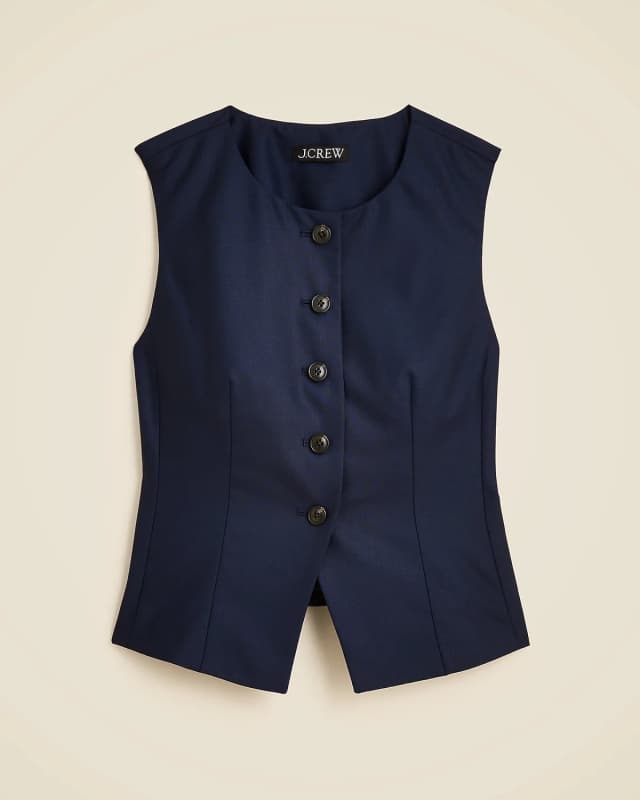 J.Crew Essential tailored vest top in wool-blend in NAVY, image 1 of 1 from J.Crew (Canada)