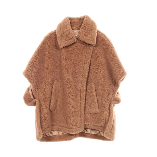Max Mara Poncho Tebe Teddy Bear Cape Brown Silk in Brown Silk from The Reluxe, photo 1 of 1