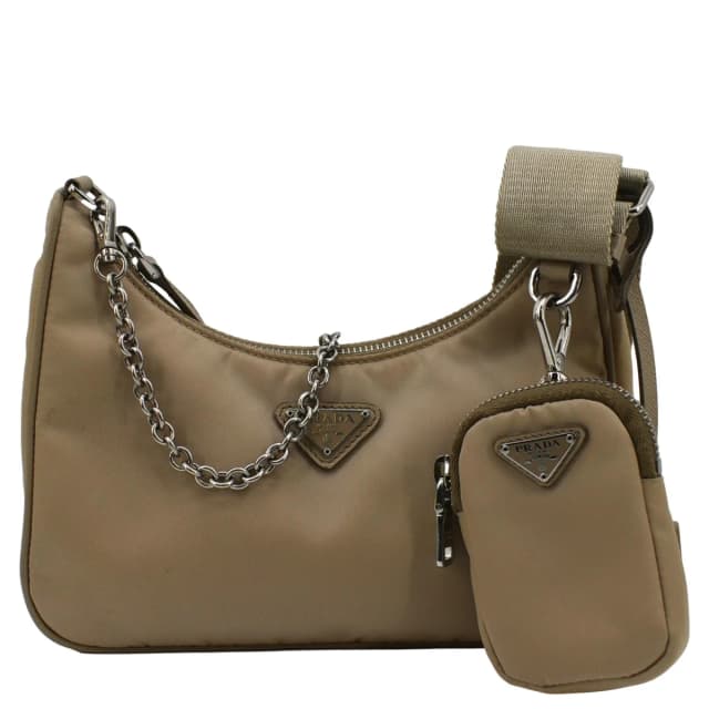 Prada Re-Edition 2005 Re-Nylon Shoulder Bag Beige in Beige Nylon from Dallas Designer Handbags, photo 1 of 1