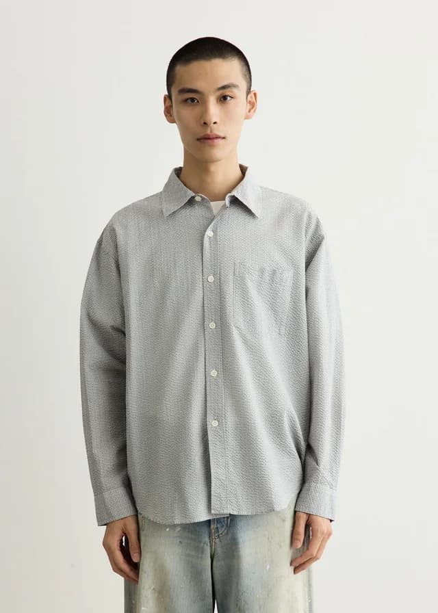 mfpen Executive Shirt in Textured Bottle Grey Check, image 1 of 1 from Incu