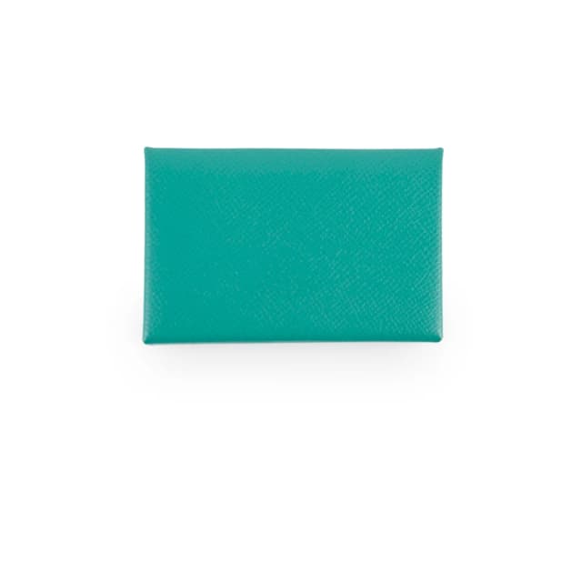 Hermès Epson Calvi Cardholder Vert Verone C Stamp in Green Epsom leather from The Purse Affair, photo 1 of 1