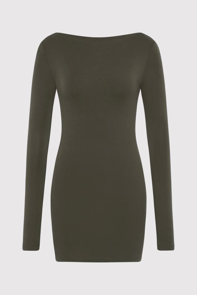 St Agni Organic Cotton Bateau Dress - Khaki, image 1 of 1 from St. Agni