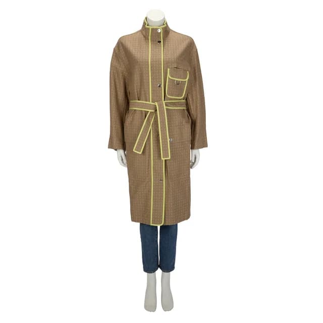 Hermès Cotton Jacquard Mosaique Coat FR 40 in Brown from Blue Spinach, photo 1 of 1