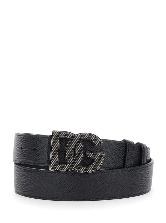 Dolce & Gabbana Logo Buckle Belt — Black Calfskin Leather in Black Calfskin from HEWI, photo 1 of 1