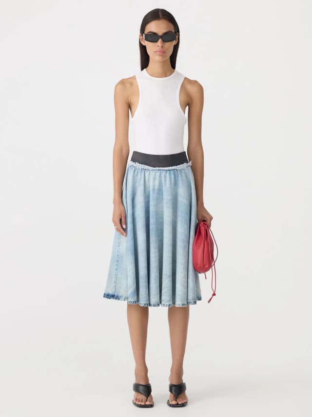 Bassike Elastic Circle Denim Skirt, image 1 of 1 from bassike