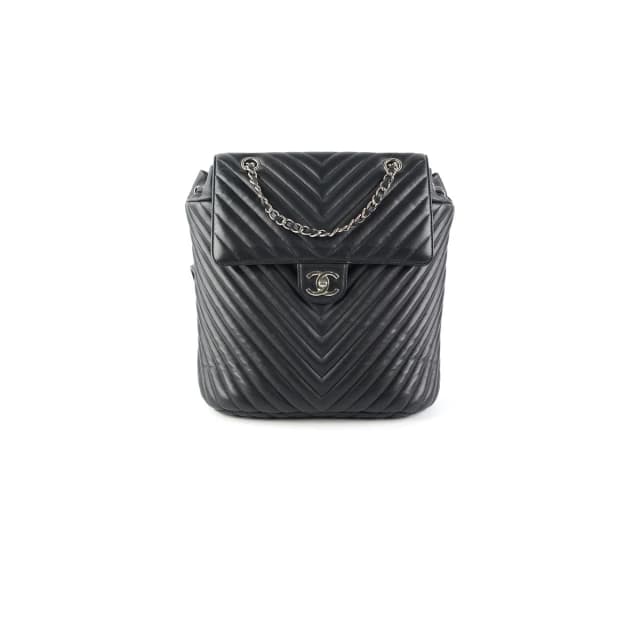 Chanel Chevron Large Urban Spirit Backpack Black in Black Calfskin from The Purse Affair, photo 1 of 1