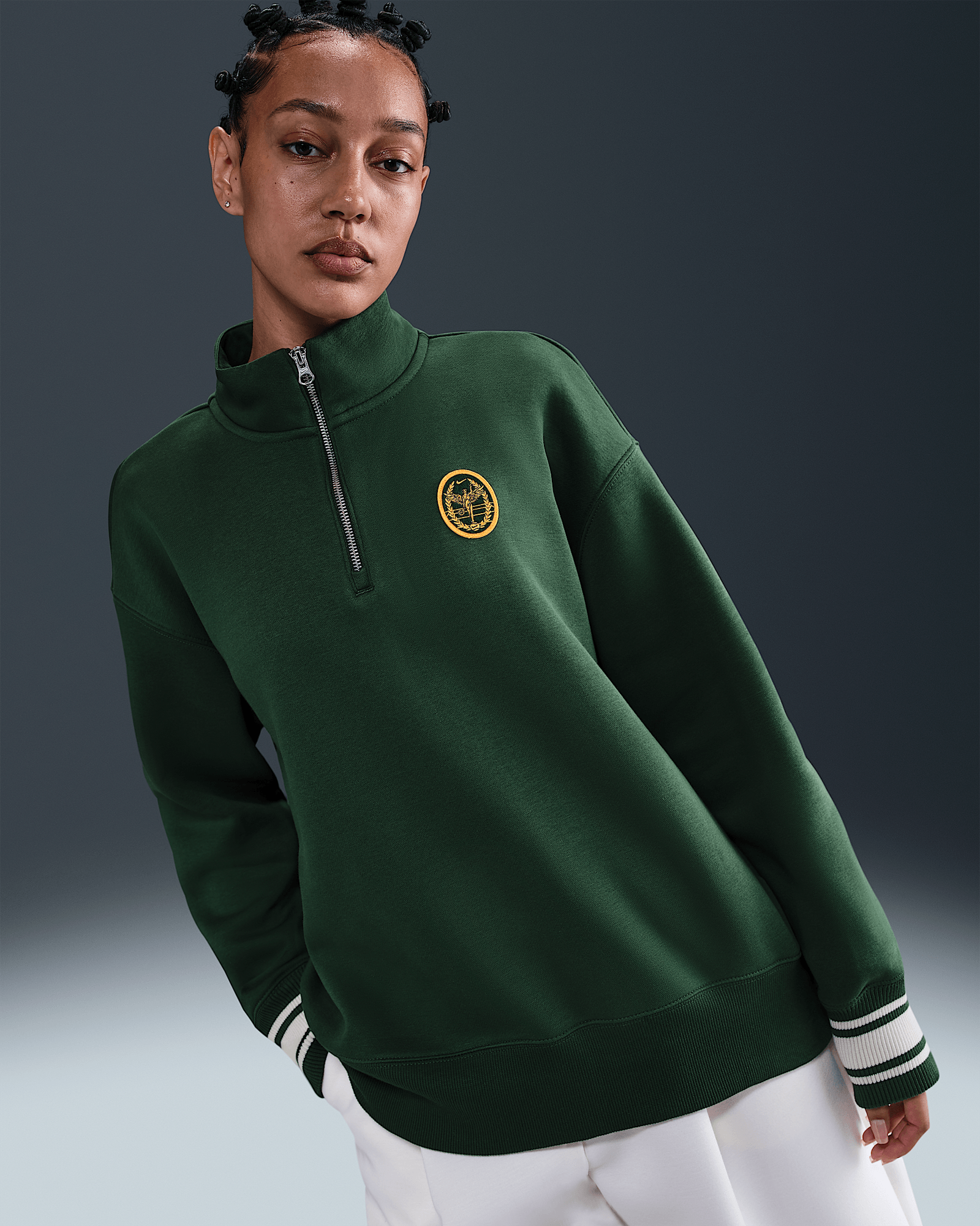 Nike Sportswear Phoenix Fleece in Fir/Light Orewood Brown/Laser Orange, image 1 of 1 from Nike