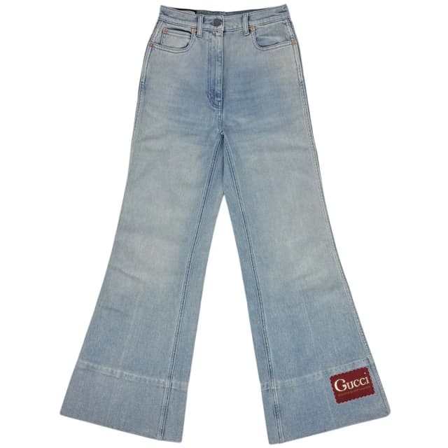 Gucci Washed Denim Flare Pants Cotton Polyurethane Blue in Blue Denim from The Reluxe, photo 1 of 1