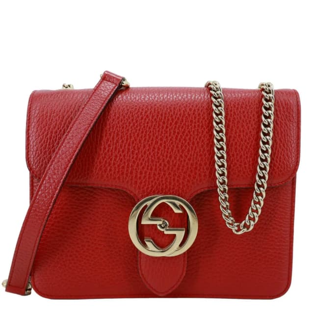 Gucci Interlocking GG Small Dollar Calfskin Leather Crossbody Bag Red 510304 in Red Calfskin from Dallas Designer Handbags, photo 1 of 1