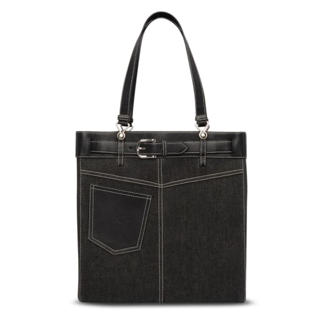 Dior Denim & Calfskin Belt Everyday Bag in Black Calfskin from Blue Spinach, photo 1 of 1