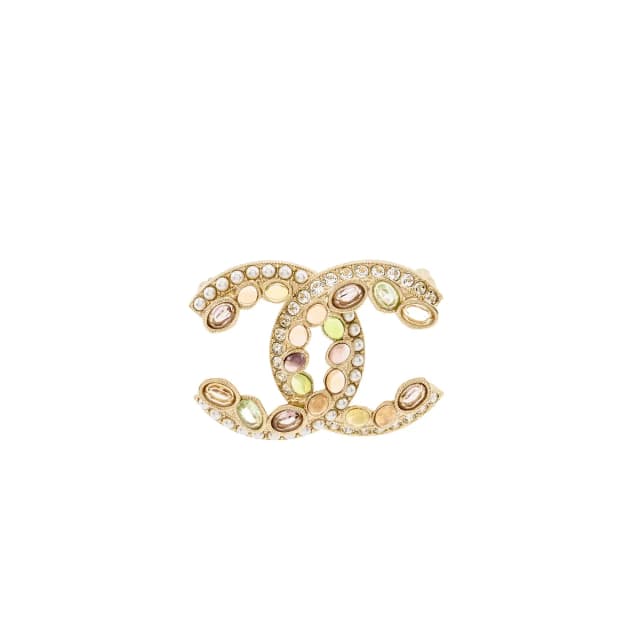 Chanel CC Brooch Rhinestones/Crystal/Pearl Multicolour with Light Gold Tone in Gold from EMIER, photo 1 of 1