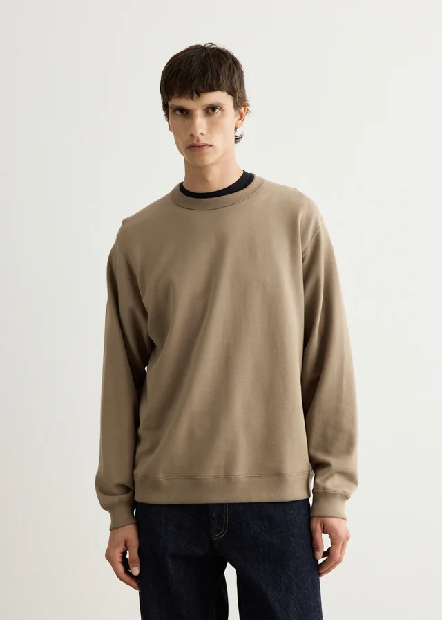 Still By Hand Pima Cotton Sweatshirt in KHAKI BEIGE, image 1 of 1 from Incu