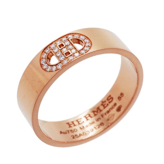 Hermès Ring H D'ancre 18k Pink Gold Diamond in Pink from The Reluxe, photo 1 of 1