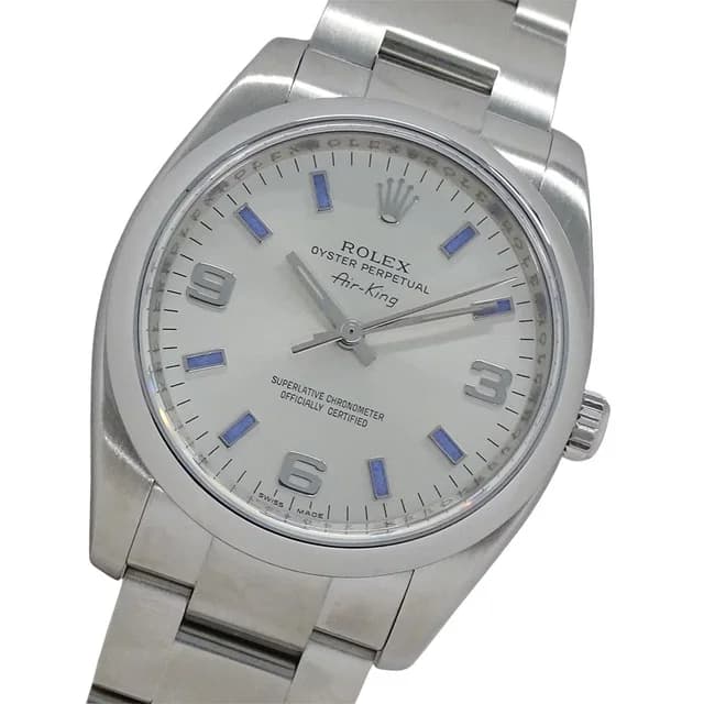 Rolex Air King Number Watch Automatic At Stainless Steel Silver Blue in Blue from The Reluxe, photo 1 of 1