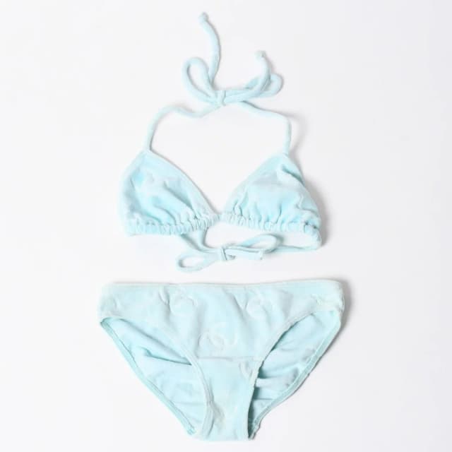 Chanel Vintage Swimwear Bikini Separate Set CC Logo Light Blue 4 40 in Blue from The Reluxe, photo 1 of 1